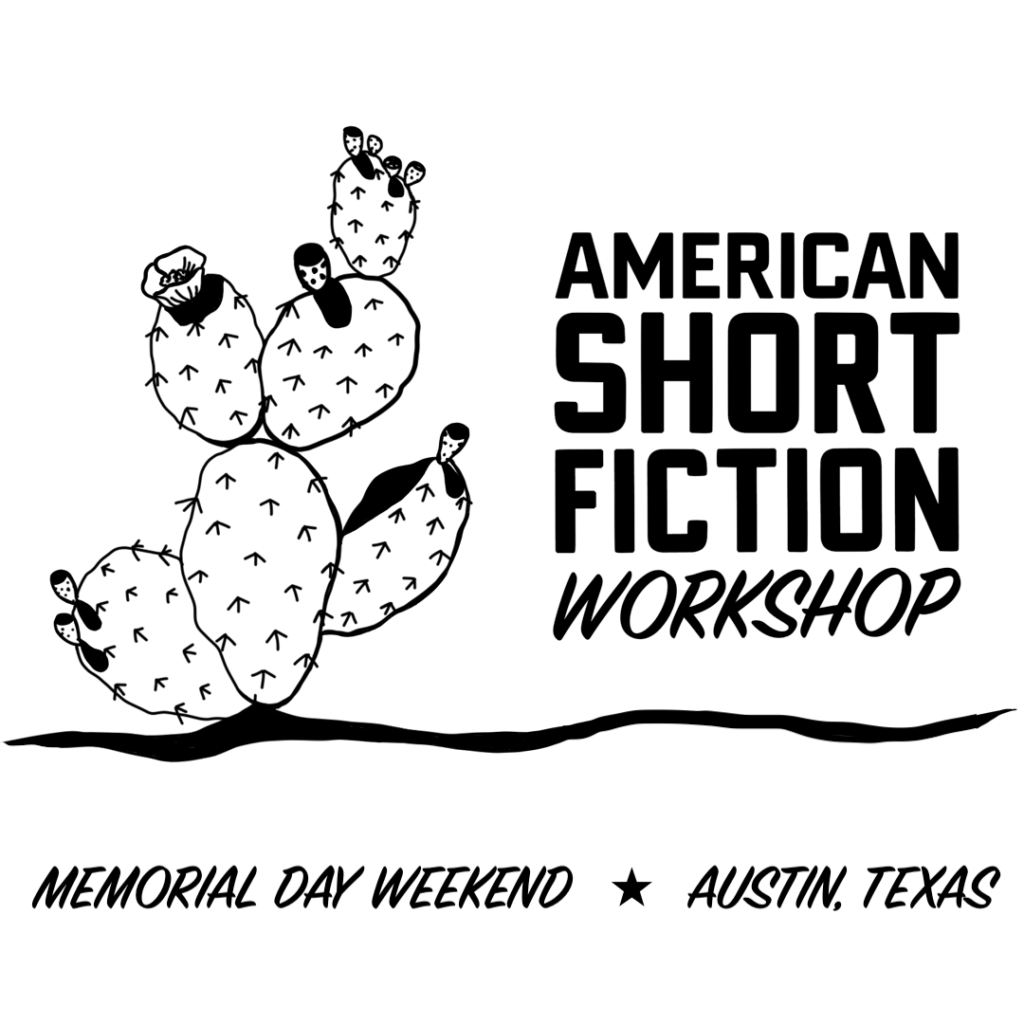 American Short Fiction Workshop cactus logo in black and white