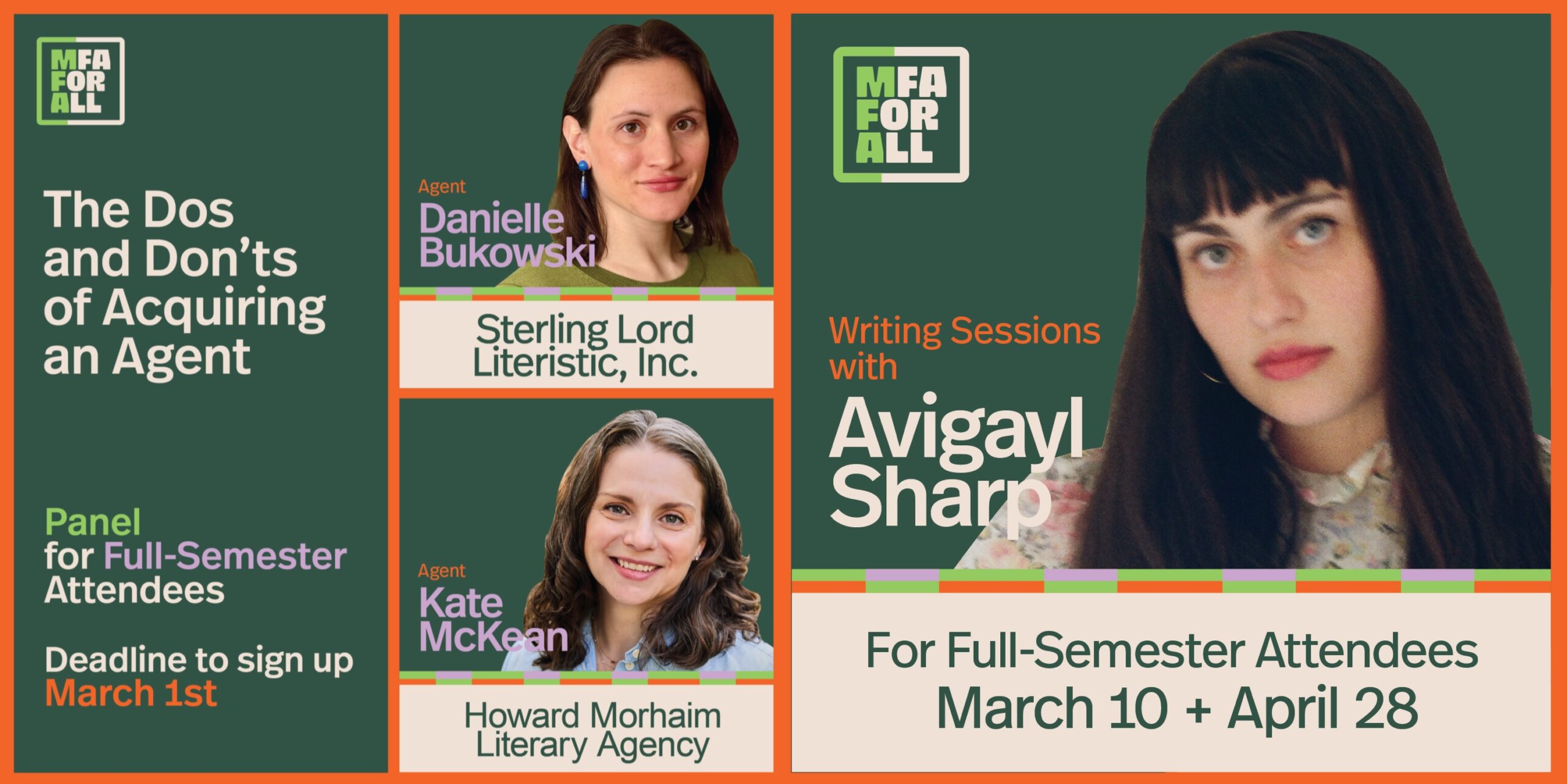Sessions and Panels with Danielle Bukowski, Kate McKean, and Avigayl Sharp